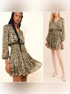 CURRENT AIR Feminine Romantic Floral Ruffle Coquette Girl Shabby Chic Dress Sz S